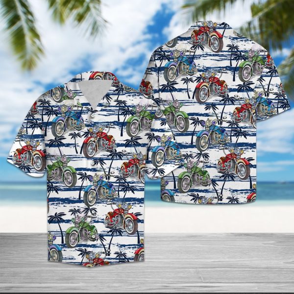 Motorbike Sea Palm Tree Hawaii Shirt Summer Shirt For Men and Women Jezsport.com