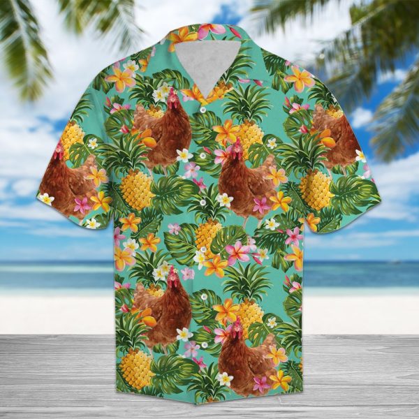 Tropical Pineapple Chicken Hawaii Shirt Summer Shirt For Men and Women Jezsport.com