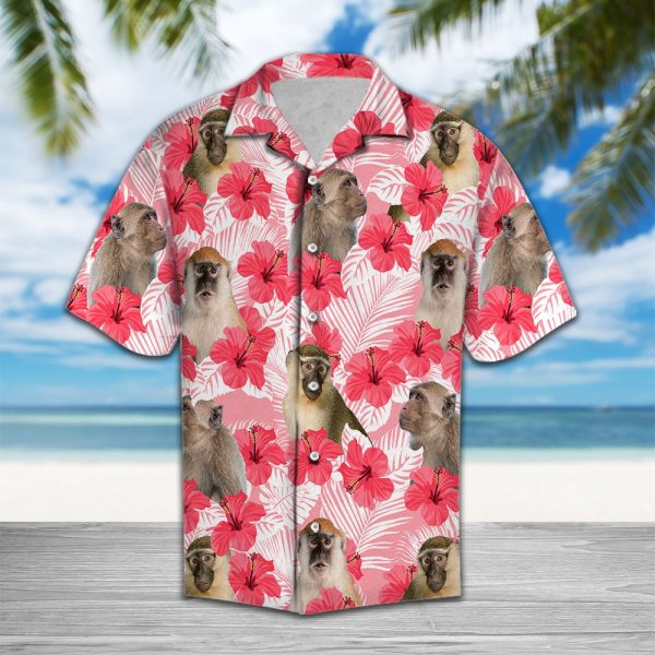 Tropical Flowers Hibiscus Monkey Hawaii Shirt Summer Shirt For Men and Women Jezsport.com