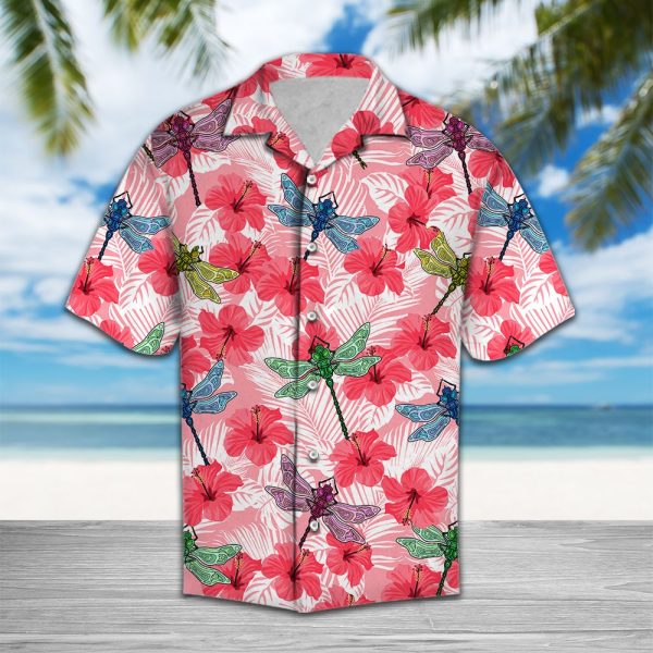 Tropical Flowers Hibiscus Dragonfly Hawaii Shirt Summer Shirt For Men and Women Jezsport.com