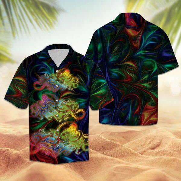 Colorful Octopus Hawaii Shirt Summer Shirt For Men and Women Jezsport.com