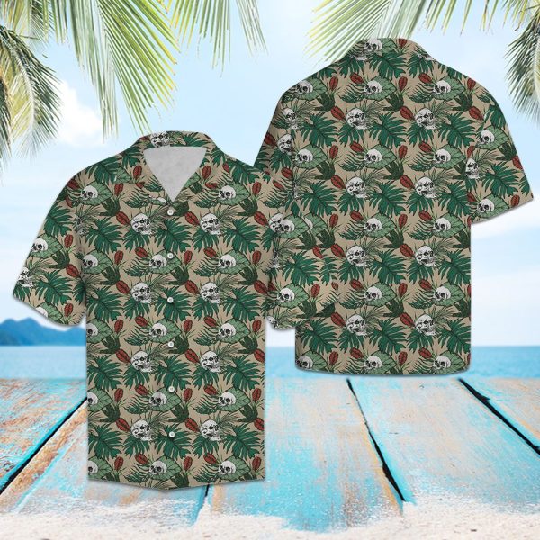 Skull Palm Leaves Hawaii Shirt Summer Shirt For Men and Women Jezsport.com