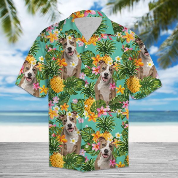 Tropical Pineapple American Staffordshire Terrier Hawaii Shirt Summer Shirt For Men and Women Jezsport.com