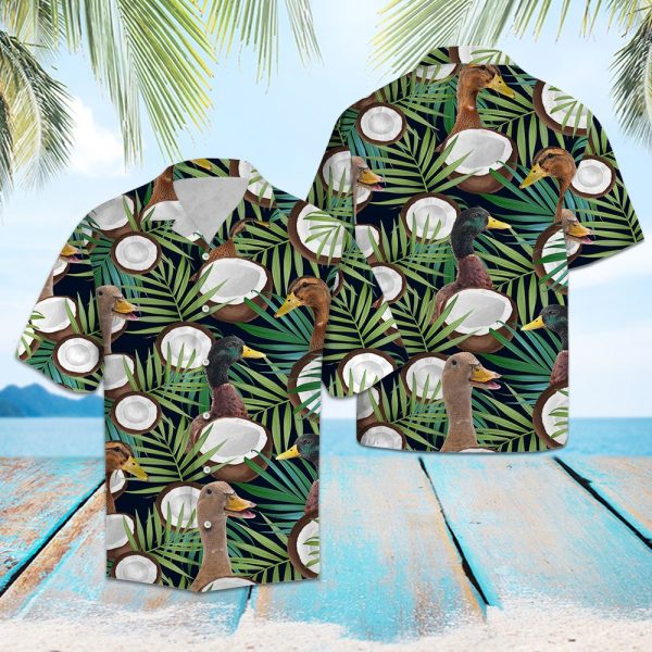 Duck Coconut Tropical Hawaii Shirt Summer Shirt For Men and Women Jezsport.com