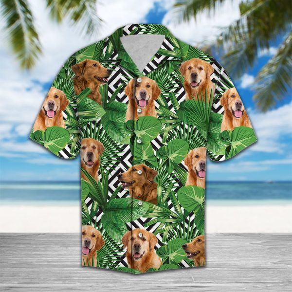 Summer Exotic Jungle Tropical Golden Retriever Hawaii Shirt Summer Shirt For Men and Women Jezsport.com