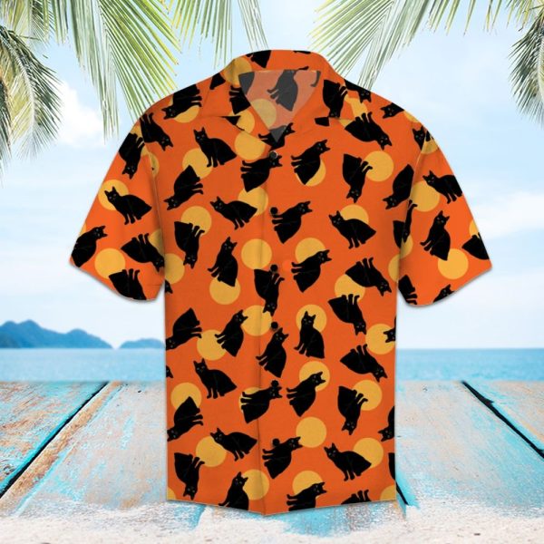 Halloween Black Cat Hawaii Shirt Summer Shirt For Men and Women Jezsport.com