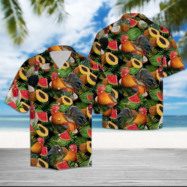 Chicken Tropical Fruit Hawaii Shirt Summer Shirt For Men and Women Jezsport.com