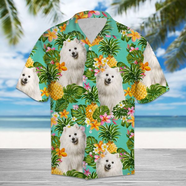 Tropical Pineapple Japanese Spitz Hawaii Shirt, Summer Shirt For Men and Women Jezsport.com