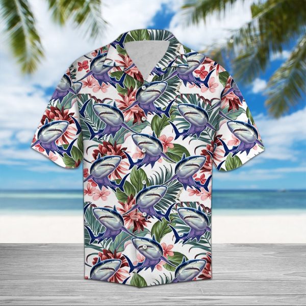 Shark Flower Tropical Hawaii Shirt, Summer Shirt For Men and Women Jezsport.com