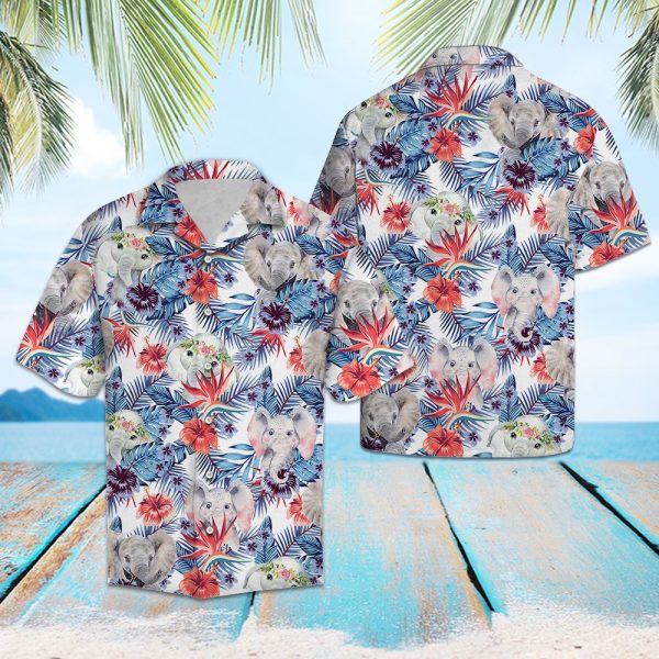 Elephant Hibiscus Flower Hawaii Shirt, Summer Shirt For Men and Women Jezsport.com