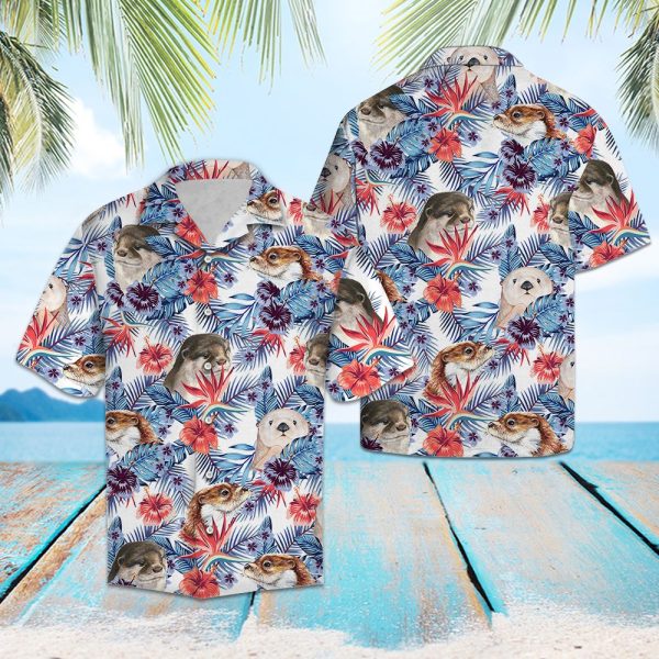 Otter Hibiscus Flower Hawaii Shirt, Summer Shirt For Men and Women Jezsport.com