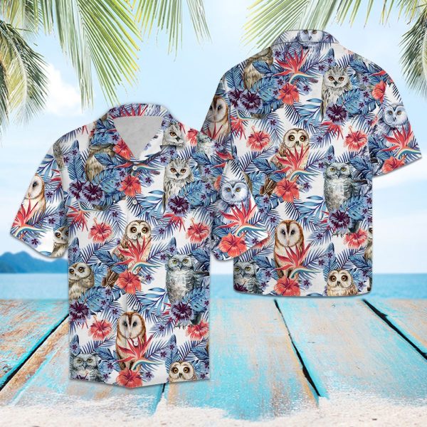 Owl Hibiscus Flower Hawaii Shirt, Summer Shirt For Men and Women Jezsport.com