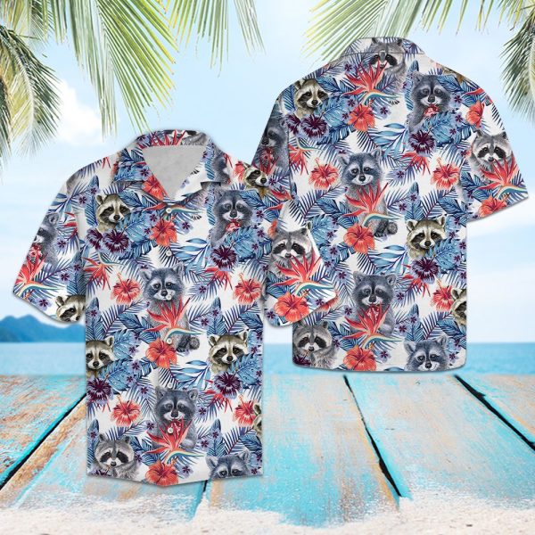 Raccoon Hibiscus Flower Hawaii Shirt, Summer Shirt For Men and Women Jezsport.com