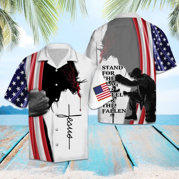 Stand For The Flag Kneel For The Fallen Hawaiian Shirt, Summer Shirt For Men and Women Jezsport.com