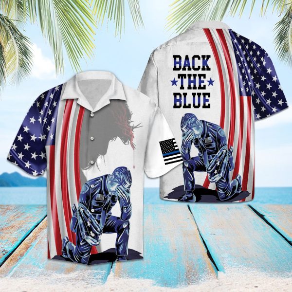 US Police Officer Back The Blue Hawaiian Shirt, Summer Shirt For Men and Women Jezsport.com