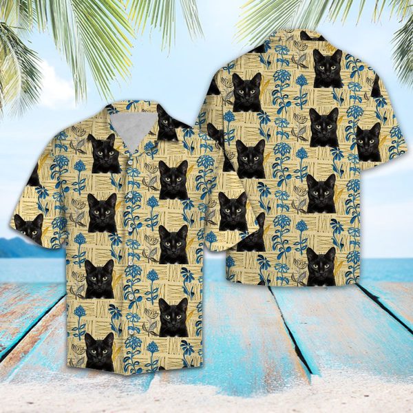 Black Cat Pattern Hawaiian Shirt, Summer Shirt For Men and Women Jezsport.com