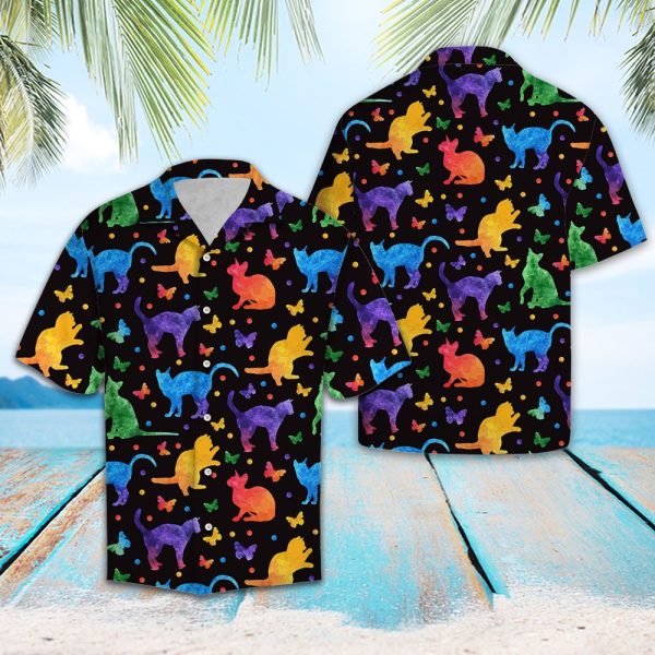 Colorful Cat Hawaiian Shirt, Summer Shirt For Men and Women Jezsport.com