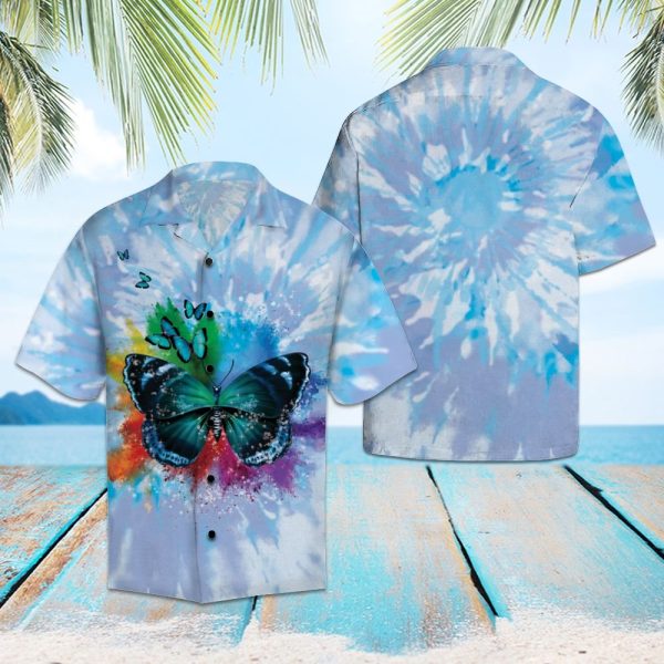 Butterfly Blue Tie Dye Hawaii Shirt, Summer Shirt For Men and Women Jezsport.com