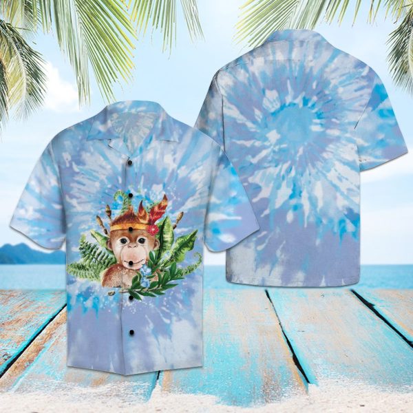 Monkey Blue Tie Dye Hawaii Shirt, Summer Shirt For Men and Women Jezsport.com