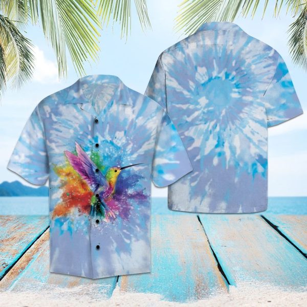 Hummingbird Blue Tie Dye Hawaii Shirt, Summer Shirt For Men and Women Jezsport.com