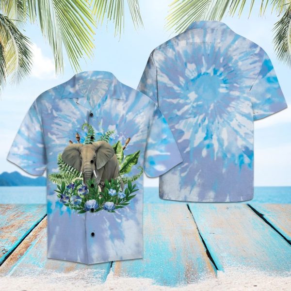 Elephant Blue Tie Dye Hawaii Shirt, Summer Shirt For Men and Women Jezsport.com