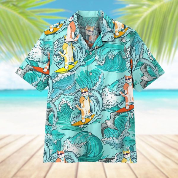 3D Cat Surfing Hawaii Shirt, Summer Shirt For Men and Women Jezsport.com