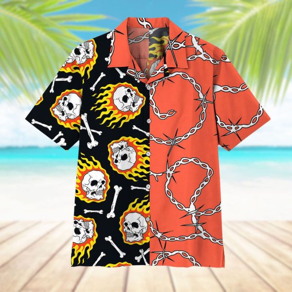 3D Fire Skull Hawaii Shirt, Summer Shirt For Men and Women Jezsport.com