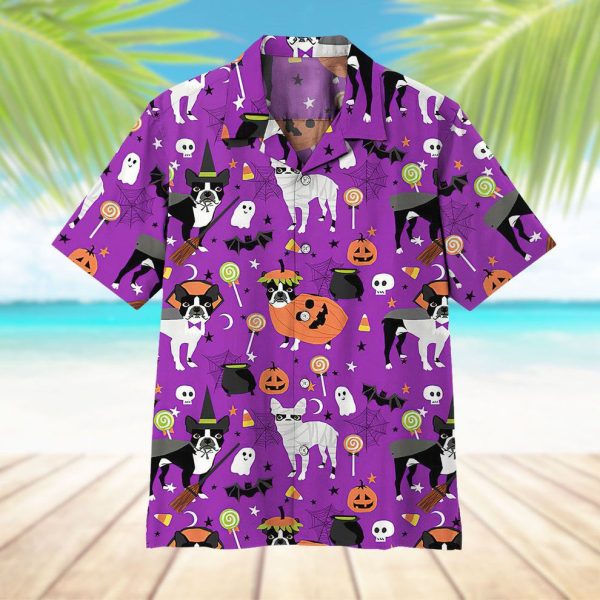 3D Boston Terrier Halloween Hawaii Shirt, Summer Shirt For Men and Women Jezsport.com