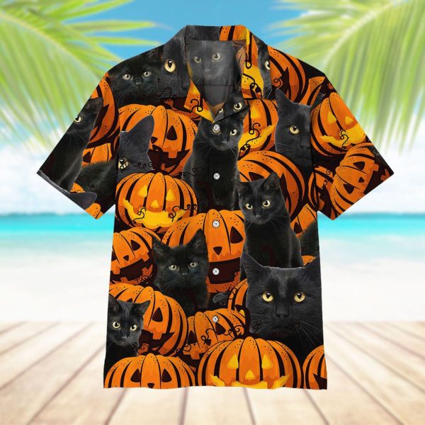 3D Black Cat And Pumpkin Hawaii Shirt, Summer Shirt For Men and Women Jezsport.com