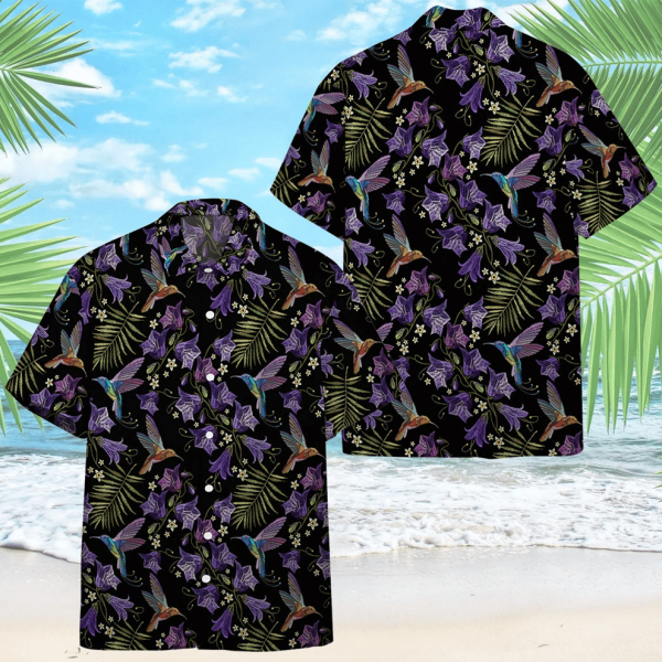 3D Beautiful Violet Cornflowers And Hummingbirds Hawaii Shirt, Summer Shirt For Men and Women Jezsport.com