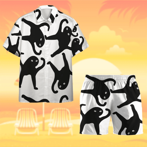 3D Black Catto Meme Hawaii Shirt, Summer Shirt For Men and Women Jezsport.com