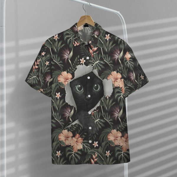 3D Hawaii Vibe Black Cat Short Sleeve Shirt, Summer Shirt For Men and Women Jezsport.com