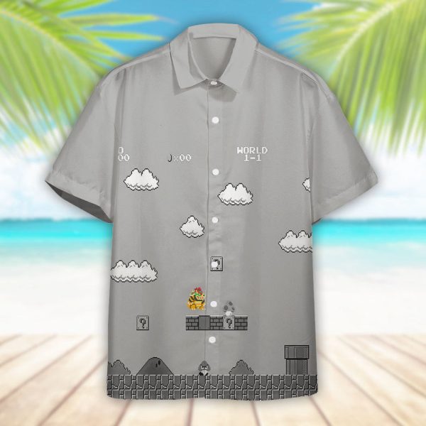 3D Gray 8Bit Bowser Hawaii Shirt, Summer Shirt For Men and Women Jezsport.com