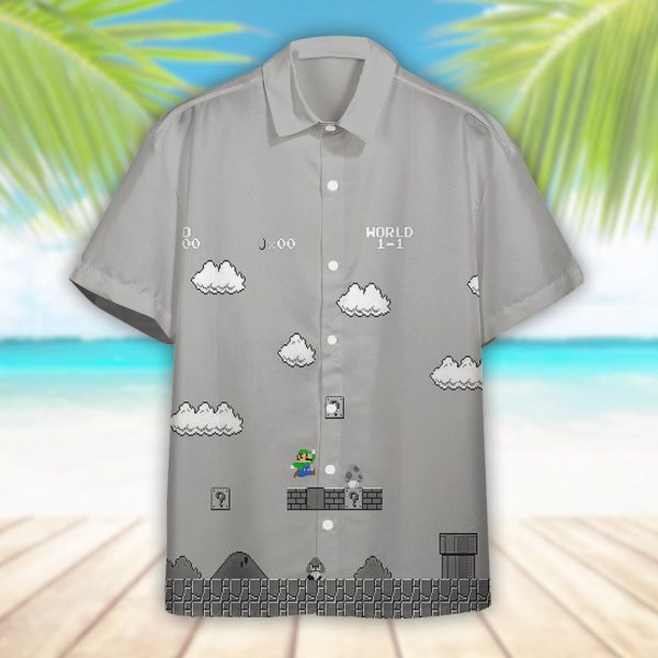 3D Gray 8Bit Luigi Hawaii Shirt, Summer Shirt For Men and Women Jezsport.com