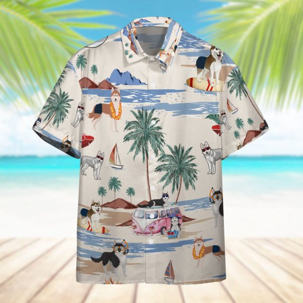 3D Husky Summer Beach Retro Hawaiian Shirt, Summer Shirt For Men and Women Jezsport.com