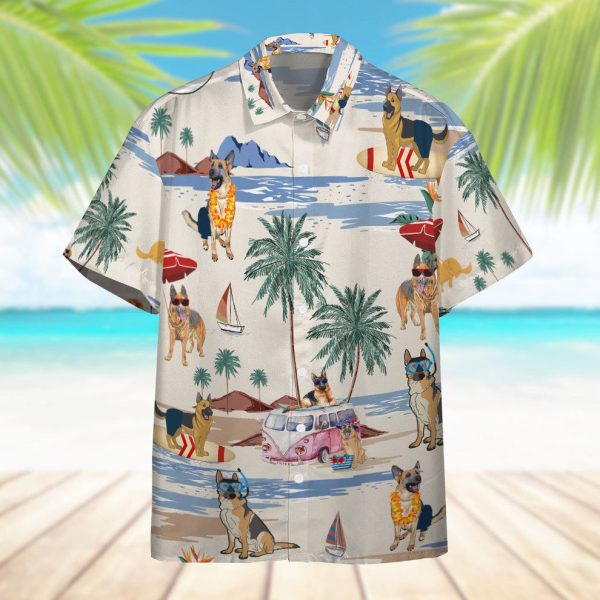 3D German Shepherd Summer Beach Retro Hawaiian Shirt, Summer Shirt For Men and Women Jezsport.com