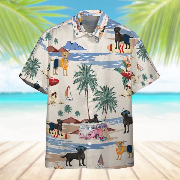 3D Labrador Retriever Summer Beach Retro Hawaiian Shirt, Summer Shirt For Men and Women Jezsport.com