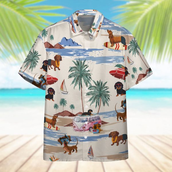 3D Dachshund Summer Beach Retro Hawaiian Shirt, Summer Shirt For Men and Women Jezsport.com