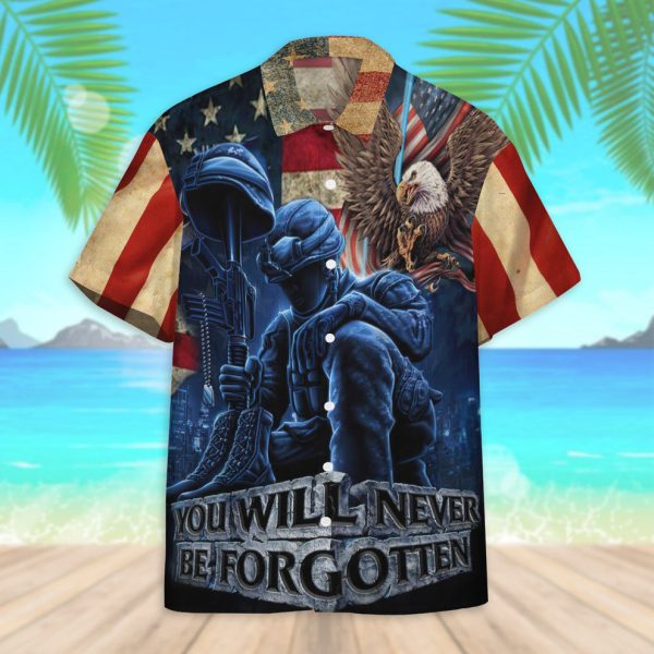 3D Memorial Day You Will Never Be Forgotten Veteran Hawaiian Shirt, Summer Shirt For Men and Women Jezsport.com