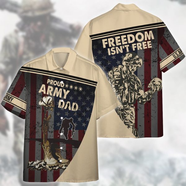 3D Proud Army Dad Veteran Fathers Day Hawaiian Shirt, Summer Shirt For Men and Women Jezsport.com