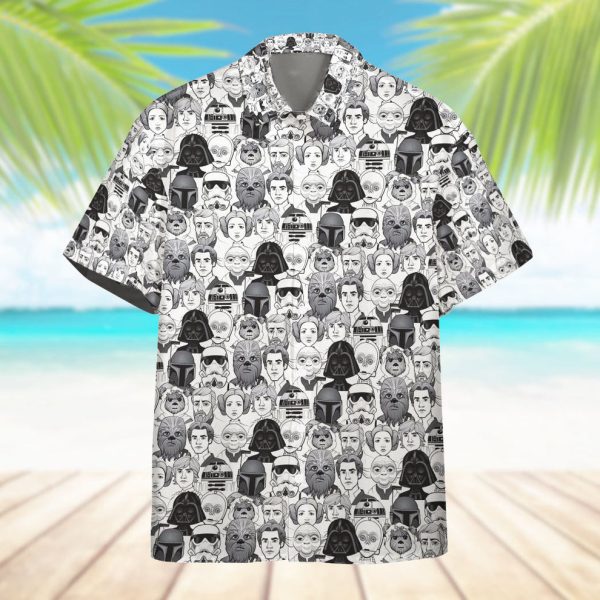 3D Star Wars And Faces Black And White Ver Hawaiian Shirt, Summer Shirt For Men and Women Jezsport.com