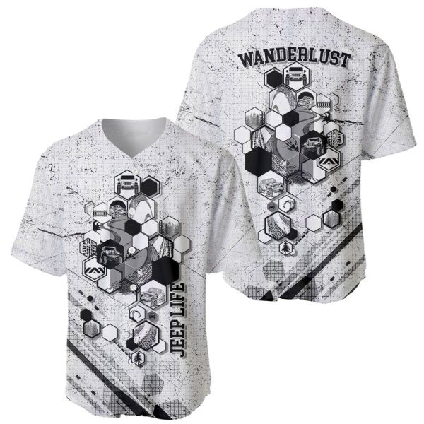 Jeep Life - Hexagon Frames Jeep Wanderlust Baseball Jersey For Men and Women Jezsport.com