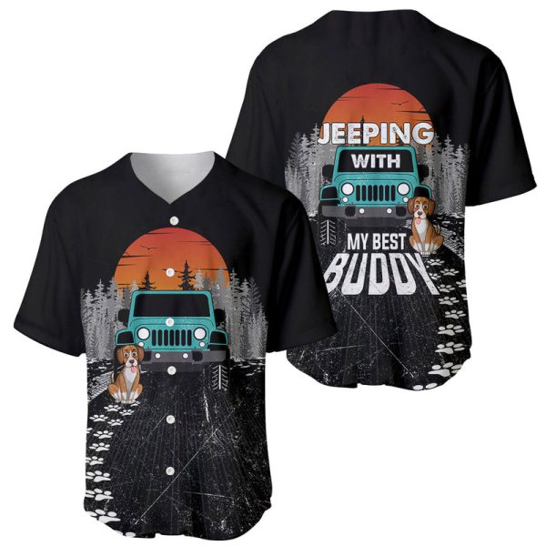 Jeep Clothing - Jeeping With My Best Buddy Baseball Jersey For Men and Women Jezsport.com