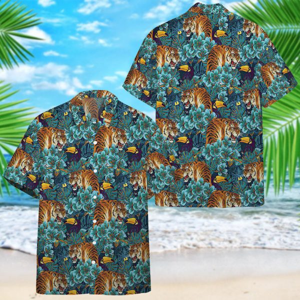 3D Tiger And Peacock Tropical Hawaii Shirt, Summer Shirt For Men and Women Jezsport.com