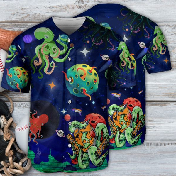 Octopus Astronaut Love Galaxy Art Baseball Jersey For Men and Women Jezsport.com