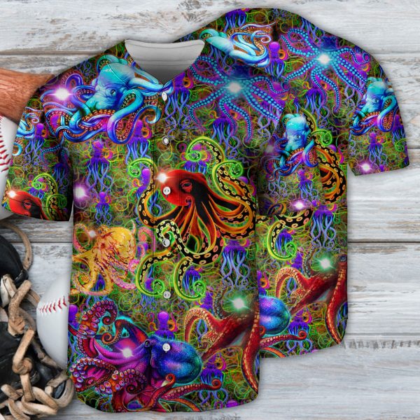 Octopus Hippie Style Colorful Baseball Jersey For Men and Women Jezsport.com