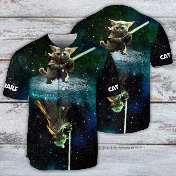 Star Wars Cat Yoda Baseball Jersey For Men and Women Jezsport.com