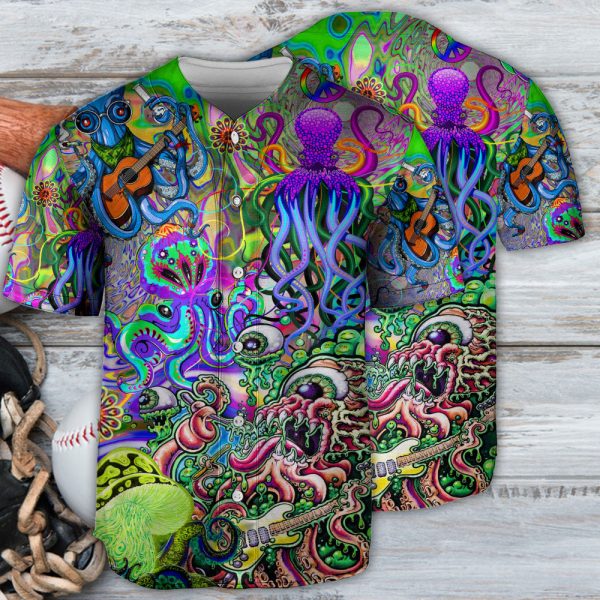 Octopus Hippie Colorful Art Baseball Jersey For Men and Women Jezsport.com