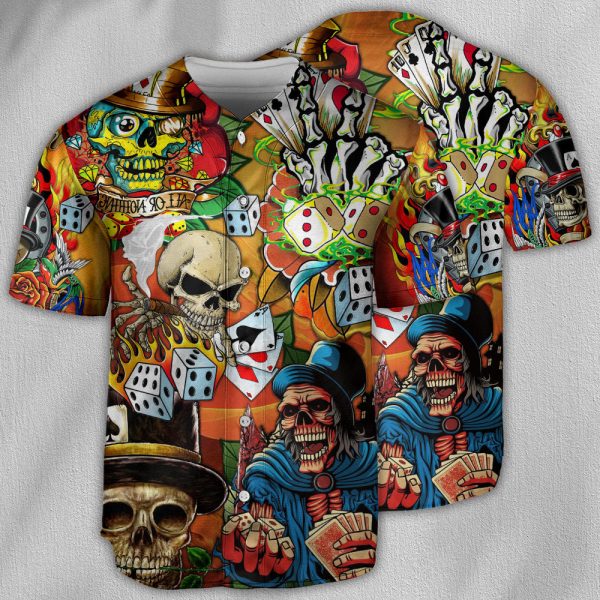 Poker Skull Life Style Baseball Jersey For Men and Women Jezsport.com