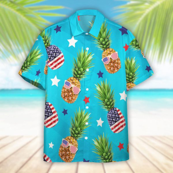 3D Pineapples Wear Glasses 4th Of July Hawaiian Shirt, Summer Shirt For Men and Women Jezsport.com